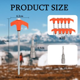 BOOSHMall 10 Stück Drehbare Zeltheringe mit Gewinde, Schraubheringe, Felsboden-Erdnägel für Camping und Outdoor, Robust & Stark