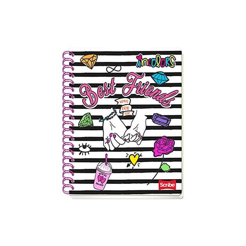 Scribe, INCOLORS, Cuaderno Profesional Espiral Doble de Pasta Semi Rígida,