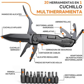 15 en 1 Multiherramientas, Alicates Multiherramientas, Navaja Multiusos de Acero Inoxidable, Plegables Pinzas Multiherramientas, Navaja Suiza Alicate Destornillador Herramienta Multifuncional