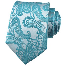 Corbatas de cachemira para hombre, diseño de lujo, estilo jacquard, para bodas y formales, Azul Cian, Talla única