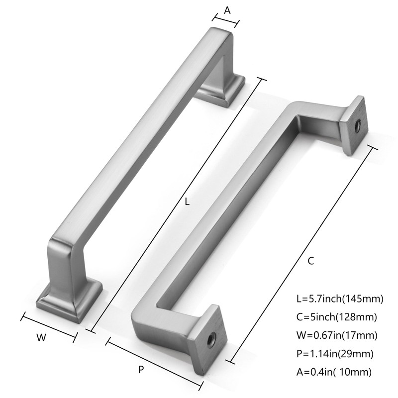 khtumeware 20 Pack Brushed Nickel Cabinet Pulls, 5 Inch(128mm) Hole