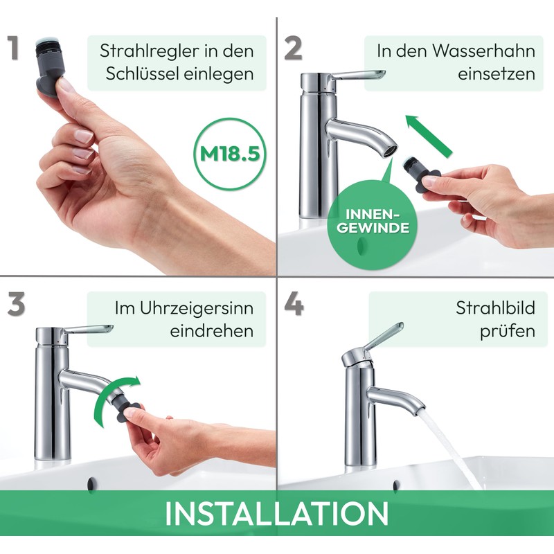 Perlator® Water-Saving Screw-In Jet Regulator with Key M18.5 x 1