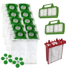 10 Pack Vacuum Bags Compatible with SEBO Airbelt K Series | With Exhaust Filter & 6608ER Micro Hygiene and Pre-motor Microfilter Filter, Fit SEBO Airbelt K Service Box, #6629ER