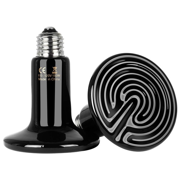 Simple Deluxe 150W Reptile Heat Bulb 2-Pack Ceramic Heat Emitter