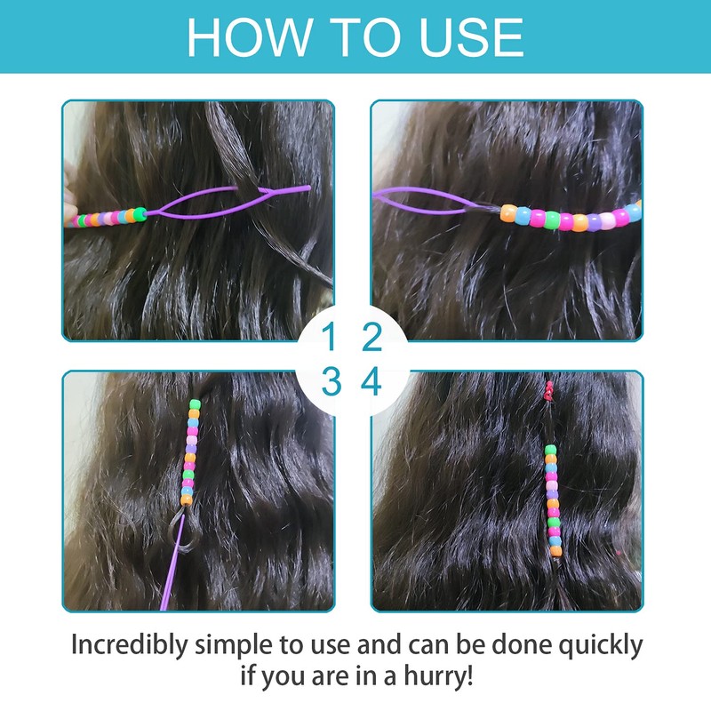 Hoyols Quick Beader for Loading Beads - Braid Stringer Ponytail