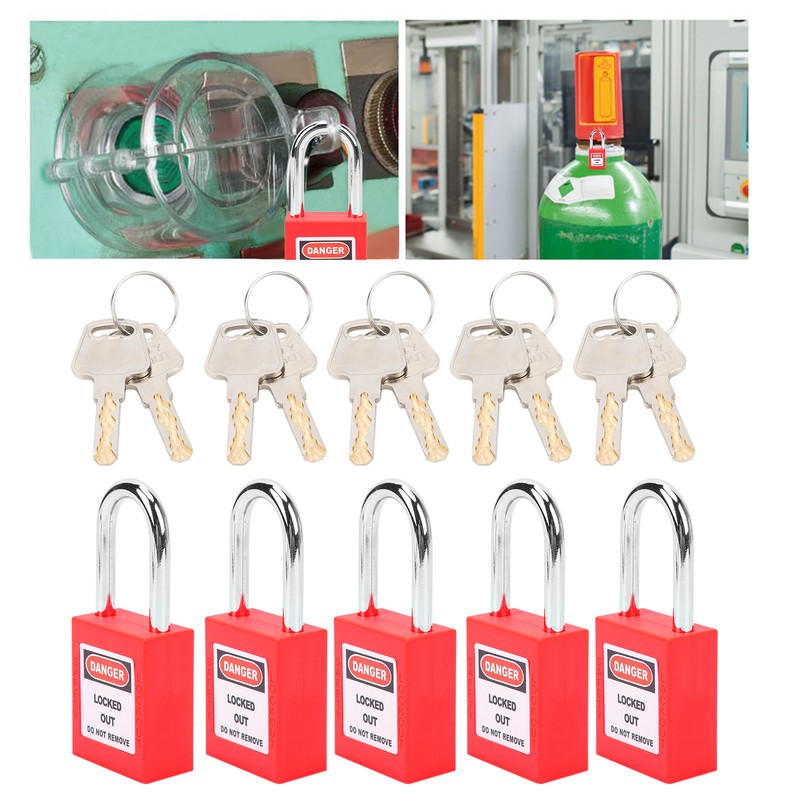 5 Sets 38mm Lockout Lock Insulation LOTO Nylon PA Steel
