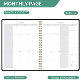 Monthly Planner 2025-2027 Hardcover with Calendar planner from July 2025- June 2027,Monthly Goals,Tasks,Notes,Priorities & Reminders, 11" x 9", 24 Months for School Office Home Planning, Black