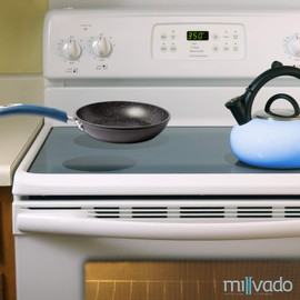 Millvado 11" Nonstick Frying Pan: Large Skillet With Heavy Duty Non Stick Coating - Blue Silicone Handle - Induction Compatible Frypans