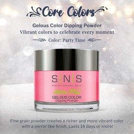 SNS Healthy Natural Nails SNS Nail Dip Powder, Gelous Color Dipping Powder - Party Time (Pink) - Long-Lasting Dip Nail Color Lasts 14 Days - Low-Odor & No UV Lamp Required - 1oz