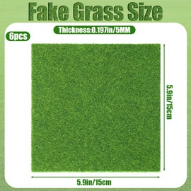 Gsbnjuy 6 Pcs Artificial Garden Fake Grass 15 x 15cm Fairy Artificial Grass