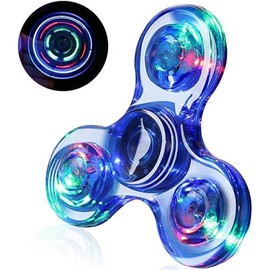 Fidget Spinners, Glow in The Dark Sensory Toys for Kids, 4-8-12, ADHD & Anxiety Stress Relief, Portable and Crystalline Design - Color: White