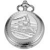 Tiong Silver Color Hollow Right Locomotive Design Mechanical Pocket Watch,