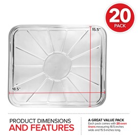 Disposable Foil Oven Liners (20 Pack) Aluminum Foil Oven Liners for Bottom of Electric Oven & Gas Oven, Reusable Oven Drip Pan Tray for Cooking & Baking, Disposable Baking Mats - Stock Your Home