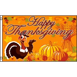 3x5 Ft Polyester HAPPY THANKSGIVING flag - TURKEY f
