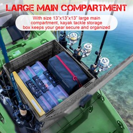 Kayak Fishing Crate with 4 Rod Holders,13"x13" Kayak Tackle Storage Box