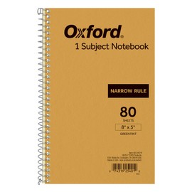 Ampad Single Wire Notebook, 8 x 5, 1 Subject, Tan Cover, Narrow Ruled, Greentint, 80 Sheets Per Notebook (25-401)