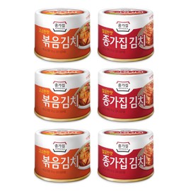 JONGGA Cabbage Fried Kimchi Can + Cabbage Kimchi Can / each 5.64oz(160g) /nKorean Spicy Food, Pack of 6, 33.84 Ounce