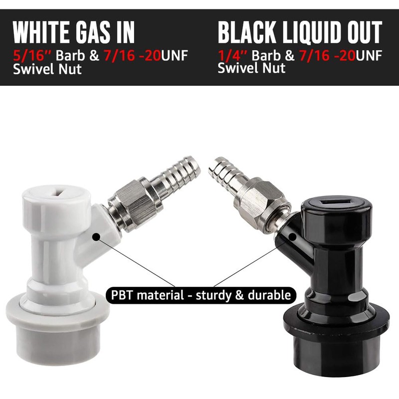 5 Pairs Ball Lock Keg Quick Disconnect, 5/16” & 1/4”
