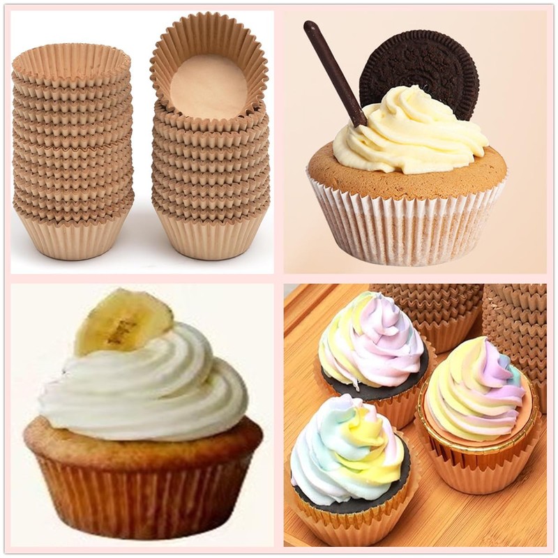 500pcs Natural Cupcake Liners,Muffin Linner, Oil Resistant, high Temperature Resistant,