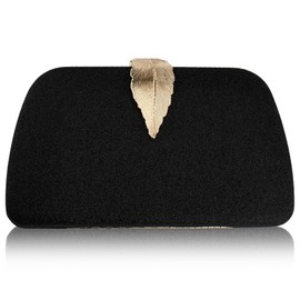 BWKUNOLF Clutch Purses for Women Evening Bag with Detachable Chain Small Sparkly Handbags for Party Wedding Evening Dress (Black)