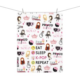 AKTAP Korean Black K-Pop Pink Kitchen Dish Towel K-Pop Group Character Hand Towel for B-Pink Member Fans Gifts Merchandise (TOWEL, BP Towel-HT)