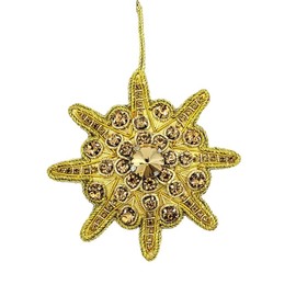 - Gold Crystal Starburst - Zardozi Embroidery - Christmas Ornament