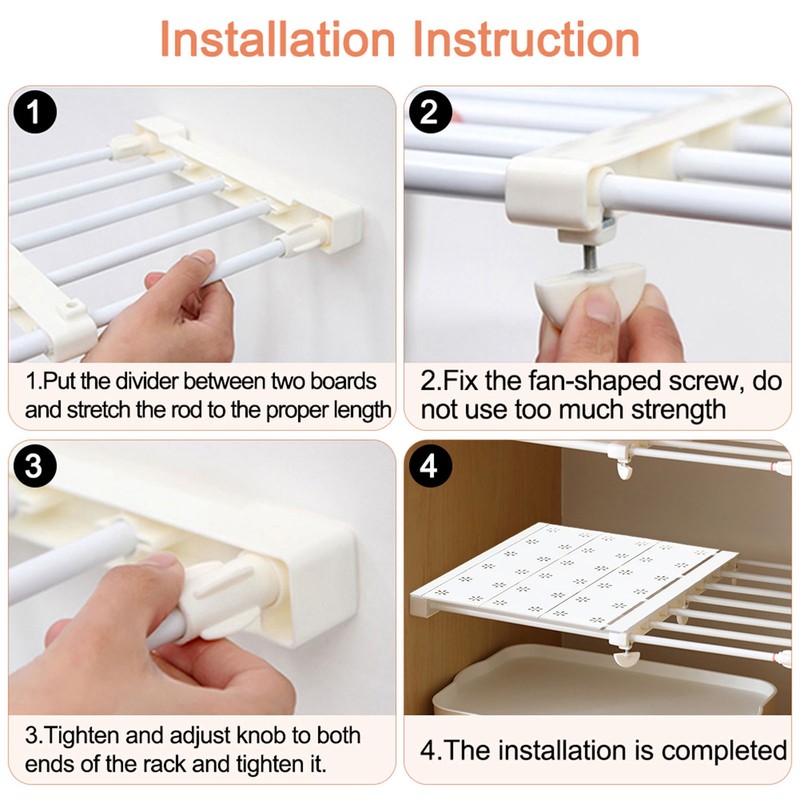 Tension Shelf Adjustable Space Saving Expandable Closet Organizer Dividers for