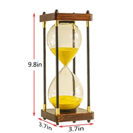 Large Sand Timer, Hourglass Timer 60 Minutes,Vintage Wooden Hour Glass Timer,Modern Home Kitchen Office Decoration (Gold)