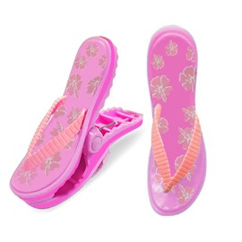 PERFORMORE Flip Flop Beach Towel Clips (Pink), 2-Pack, Portable Towel Holder Clips, Secure Clips for Beach Chairs Deck Patio Pool Boat Cruise Lounge Chair Accessories