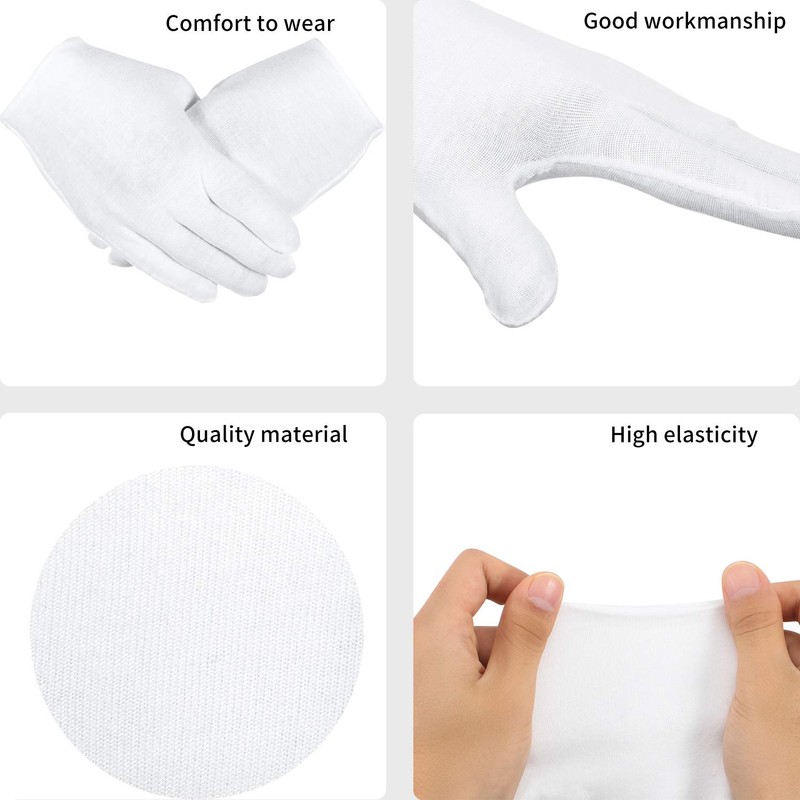 SATINIOR 120 Pieces Cotton Gloves Large Size for Men Women