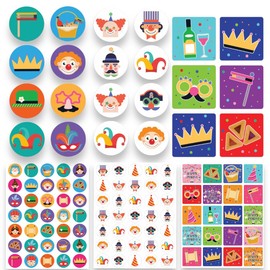 Joyful Artistry Purim Stickers, Purim Sticker for Kids, Purim Decorations, Purim Bags, Purim Gifts for Kids, Purim Party Supplies, Purim Crafts (360)