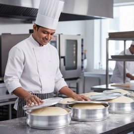 TrueCraftware- 96 oz. Round 9" Aluminum Dough Pan with Cover- Stackable Proofing Dough Pan Oven Safe Pizza Dough Proofing Pan Baking Gifts for Bakers Home Kitchen Restaurants