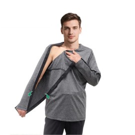 LAROTSUBA Unisex Bedridden Patient Clothing,Disability Clothing with Fully Open on Both Sides,Patient Nursing Long Sleeves,for Home Care,Post Surgery,Elderly(Man,Grey,XL)