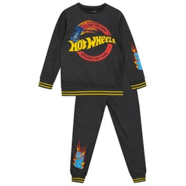 Hot Wheels Sweater And Joggers Set | Boys Sweatshirt and Joggers Co Ord Set | Race Car Tracksuit For Kids Grey 10-11 Years