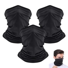 Issimober Pack of 3 Multifunctional Scarf, Tube Scarf, Elastic, Breathable, Neckerchief, Black, Quick-Drying, Windproof Loop Scarf, Men/Women, Sun Protection Mask for Running, Hiking, Outdoor Sports