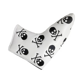 Putter Cover Headcover Odyssey 2 Ball Magnetic Mallet Fit Cameron Odyssey Pin Velcro Skull Black White (White, For Magnetic Closure Mallet)