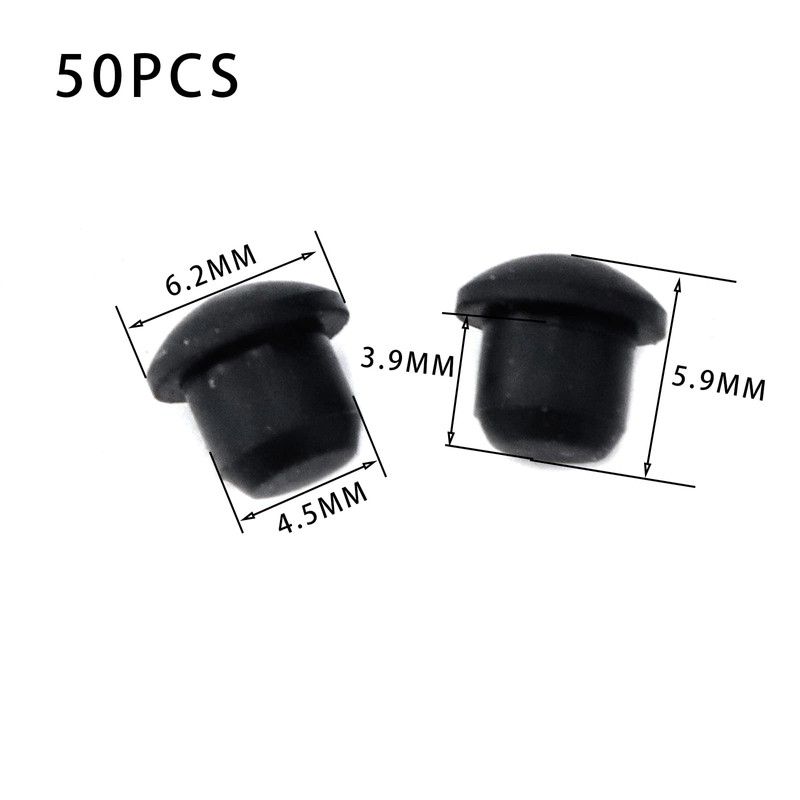Tighall 50PCS Black Soft Plastic Plug Hole Cover, 4.5mm Waterproof