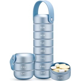 Zannaki- “Organizador de Píldora Semanal de Metal, Pastillero Grande de Viaje 7 Días, Estuche Impermeable para Píldora Diario con Silicona