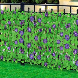 Expandable Fence Privacy Screen for Balcony Patio Outdoor, Faux Ivy Fence Privacy Screen with Artificial Flower,Faux Ivy Vine Leaf Decoration for Balcony, Patio, Garden, Backyard Greenery Wall Decor