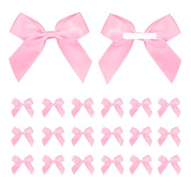 Satin Ribbon Pink Bows 2" Self Adhesive Satin Bows Gift Wrapping Premade Ribbon Bows with Double-Sided Tape for Making for DIY Brithday Christmas Party Gift Wrap Bows for Bags - 50 pcs