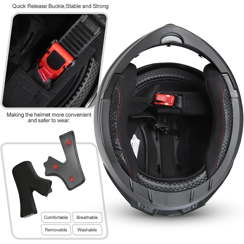 SPARK DOT Approved Modular Flip-Up Dual Visor Motorcycle Full Face