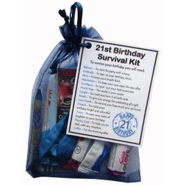 SMILE GIFTS UK 21st Birthday Survival Kit Gift - Novelty 21st gift for him BLUE Bag - 21st birthday gift, 21st birthday present, 21st gift, Male 21st Gift, 21st birthday