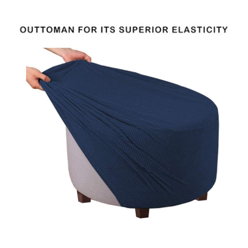 VIENLOVE Round Ottoman Slipcover Polyester Blend Footstool Protector Covers Stretch