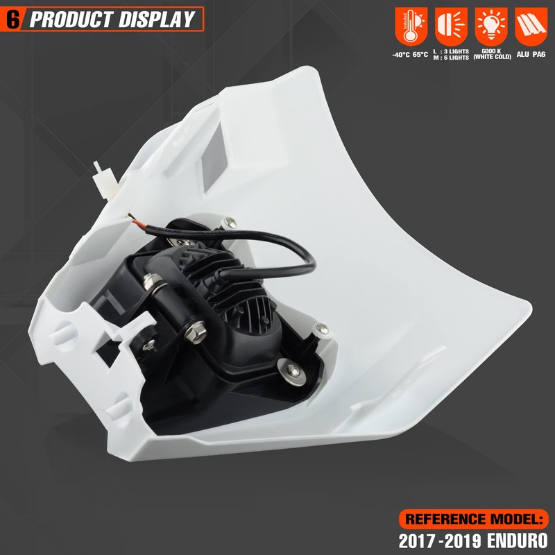 fewfuss Dirt Bike Led Headlight, Motorcycle Enduro Headlight Kit for