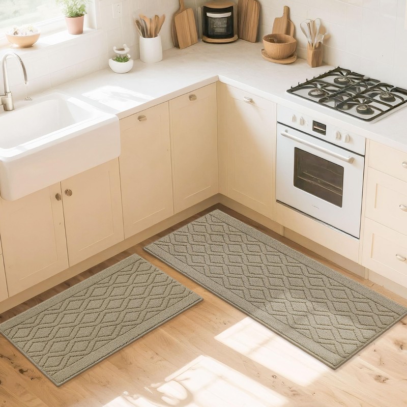 COSY HOMEER 48x20 Inch/30X20 Inch Kitchen Rug Mats Made of