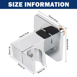 NearMoon Wall Supply Elbow with Handheld Shower Holder - Solid Brass Square Shower Bracket with Flange G1/2 Hose Connector, Wall Mounted Drop Union Male Water Outlet (Chrome Finish)