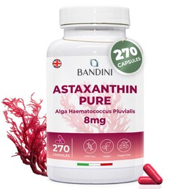 Bandini® Astaxanthin 270 Capsules for 9-Month Supply | 100% Pure, Natural & Bioavailable | Powerful antioxidant from Haematococcus pluvialis Algae | Natural Astaxanthin 8 mg per Capsule | Non-GMO