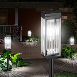 ELECLINK - Paquete de 8 luces solares mejoradas para exteriores, impermeables, brillantes hasta 15 horas de encendido y apagado automático, luz de jardín para patio, césped, camino, calzada