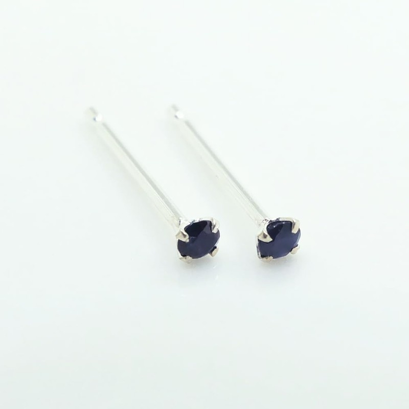 Richight Micro 0.08 inch (2 mm) Natural Stone, Sapphire, Sterling