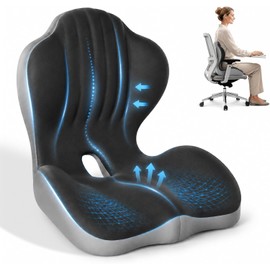 FUNY Soporte Lumbar para Silla de Oficina con Cojines para Silla Ortepedico de Memory Foam,Cojín de Asiento ergonómico,Cojín de Silicona para Oficina